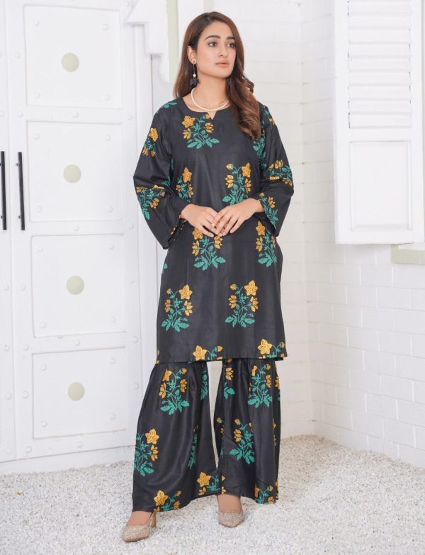 Lilen Block Flower Print 2pc Suit Shararah Style